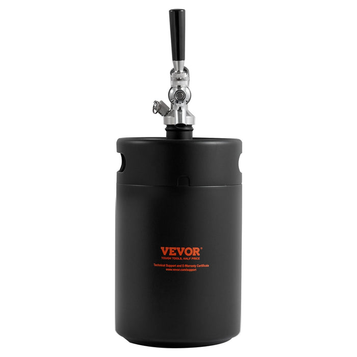 VEVOR Beer Growler Tap System, 5L Mini Keg, 304 Stainless Steel Pressurized Beer Growler, Keg Growler with Pressure Display, CO2 Regulator Faucet, Leak-Proof Ring For Draft, Homebrew, Craft Beer