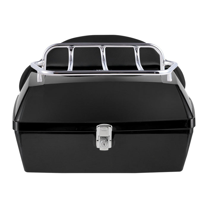 Motorcycle Top Case, Universal Durable PP Material Motorbike Tail Box with Reflective Panel, 48L Waterproof Detachable Motorcycle Top Box with Multi-Hole Base, Fit for 99% of Motorcycle Frames