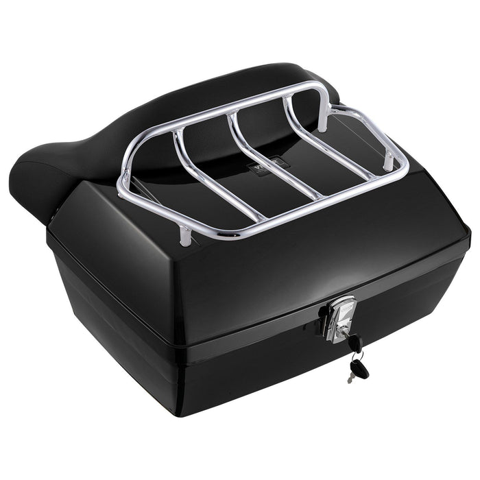 Motorcycle Top Case, Universal Durable PP Material Motorbike Tail Box with Reflective Panel, 48L Waterproof Detachable Motorcycle Top Box with Multi-Hole Base, Fit for 99% of Motorcycle Frames