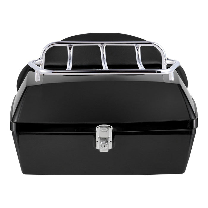 Motorcycle Top Case, Universal Durable PP Material Motorbike Tail Box with Reflective Panel, 48L Waterproof Detachable Motorcycle Top Box with Multi-Hole Base, Fit for 99% of Motorcycle Frames