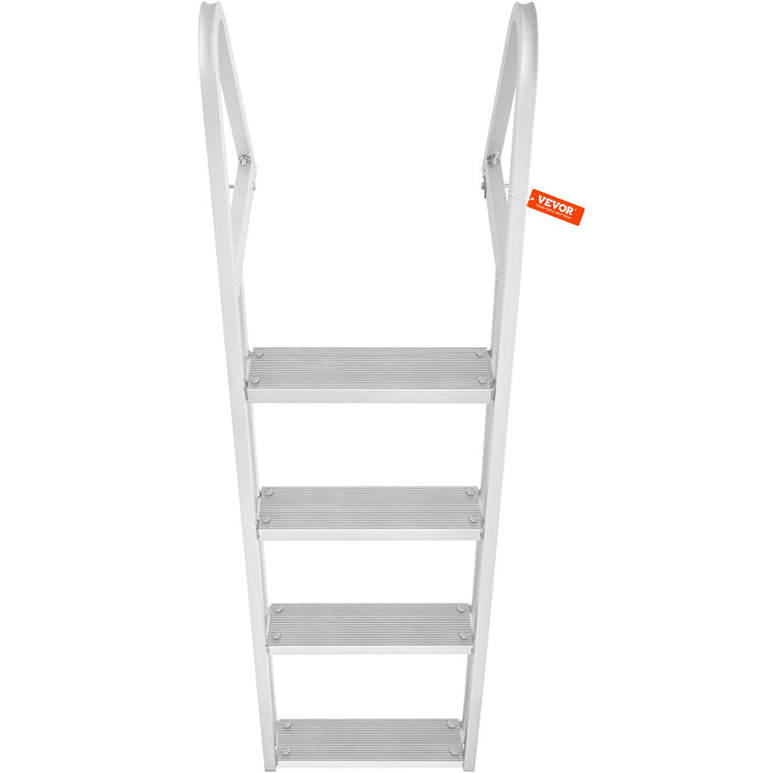 VEVOR Dock Ladder, Removable 4 Steps, 350 lbs Load Capacity, Aluminum Alloy Pontoon Boat Ladder with 4'' Wide Step & Nonslip Mat, Easy to Install for Ship/Lake/Pool/Marine Boarding