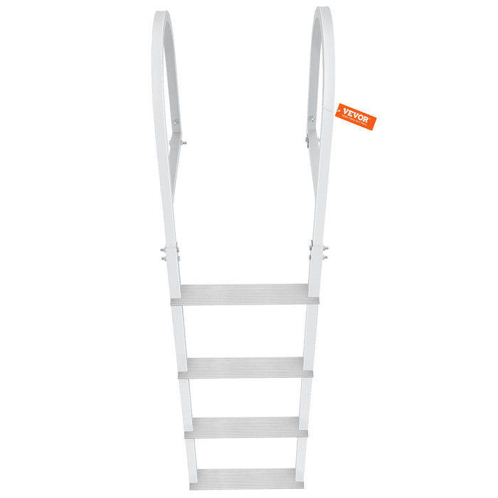 VEVOR Dock Ladder, Removable 4 Steps, 500 lbs Load Capacity, Aluminum Alloy Pontoon Boat Ladder with 3.1'' Wide Step & Nonslip Rubber Mat, Easy to Install for Ship/Lake/Pool/Marine Boarding