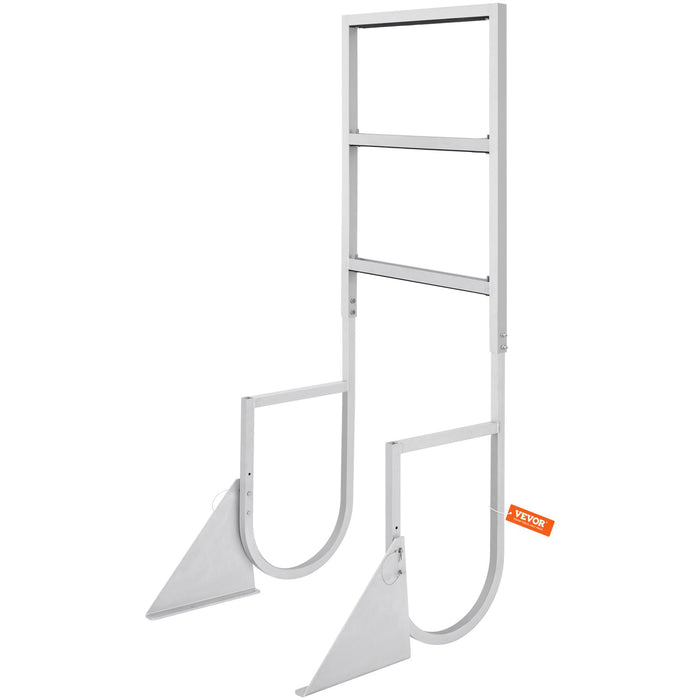VEVOR Dock Ladder, Flip-Up 3 Steps, 159 kg Load Capacity, Aluminum Alloy Pontoon Boat Ladder with 50.8 mm Wide Step & Nonslip Rubber Mat, Easy to Install for Ship/Lake/Pool/Marine Boarding