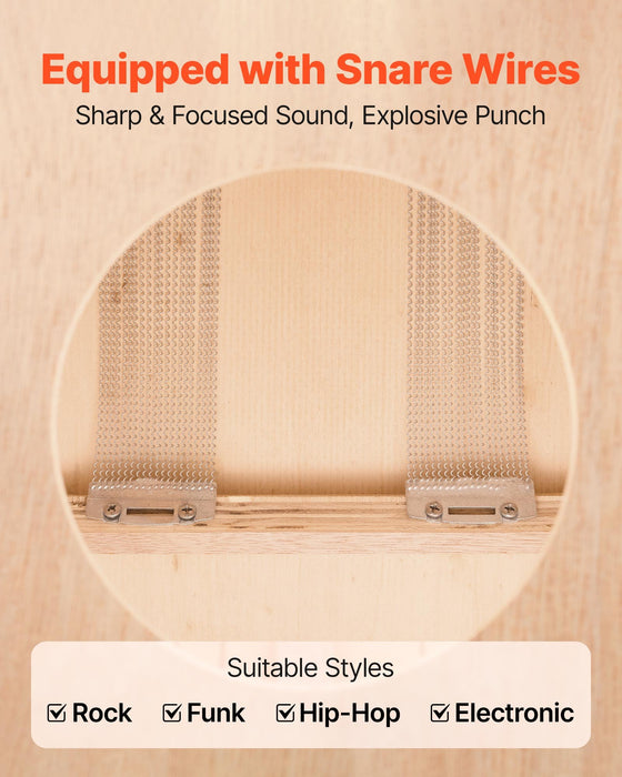 VEVOR Cajon Box Drum, with Internal Snare Wires, Lightweight Wooden Percussion Box, Portable Birch Wood Drum Musical Instrument with Silicone Feet, for Beginners and Professionals, 305 x 305 x 430 mm