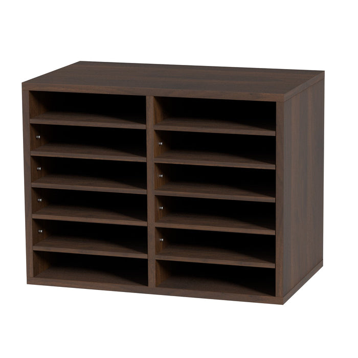 VEVOR Wood Literature Organizer Adjustable File Sorter 12 Compartments Brown