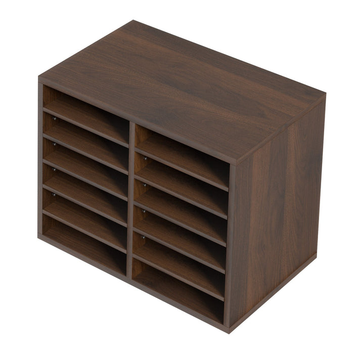 VEVOR Wood Literature Organizer Adjustable File Sorter 12 Compartments Brown