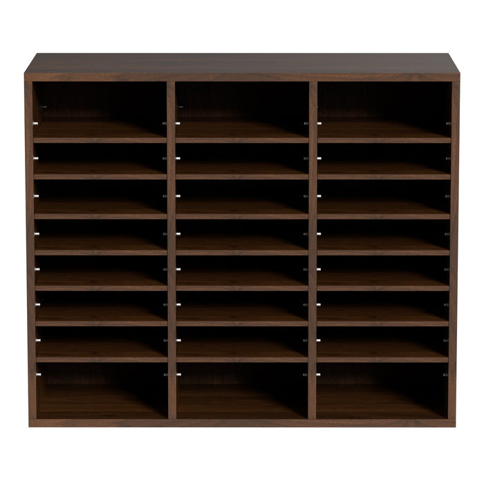 VEVOR Wood Literature Organizer Adjustable File Sorter 24 Compartments Brown
