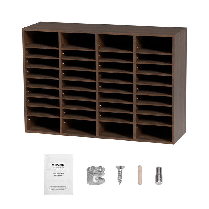 VEVOR Literature Organizers, 36 Compartments Office Mailbox with Adjustable Shelves, Wood Literature Sorter 997x305x680 mm for Office, Home, Classroom, Mailrooms Organization, EPA Certified Brown