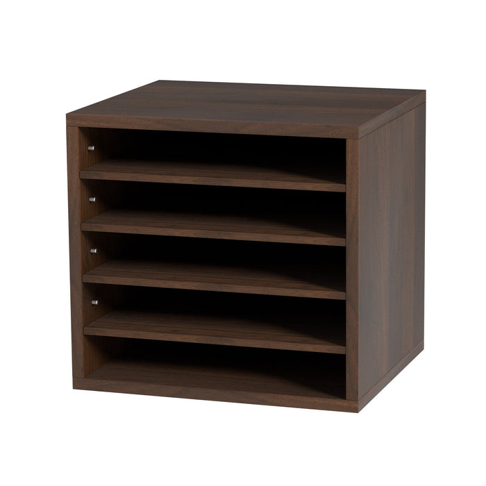 VEVOR Wood Literature Organizer Adjustable File Sorter 5 Compartments Brown