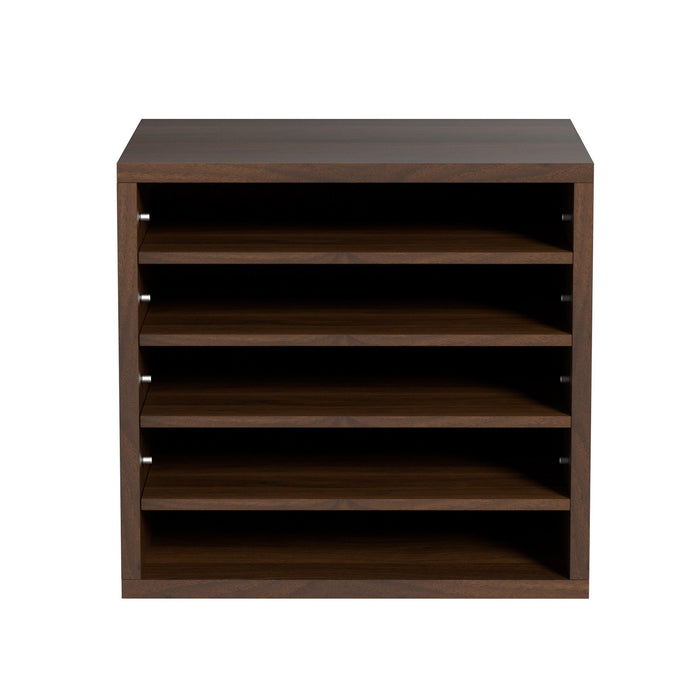 VEVOR Wood Literature Organizer Adjustable File Sorter 5 Compartments Brown