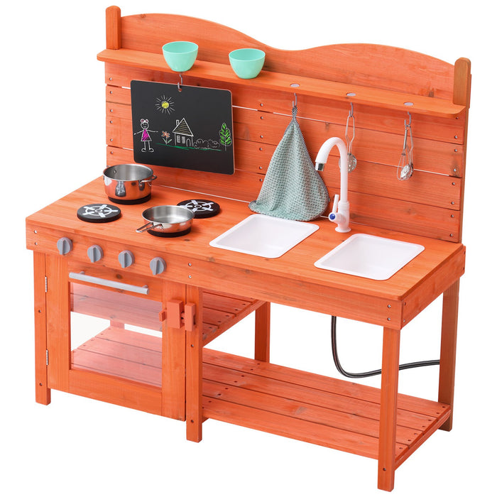 VEVOR Wooden Mud Kitchen Outdoor Toy Play Kitchen Set for Kids Pretend Playset