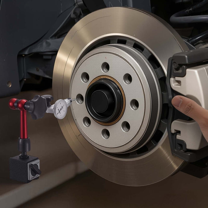 Dial Test Indicator with Universal Magnetic Base and Storage Case, 0.01 mm Accuracy, 0-0.76 mm Range, Micro Ball Handle for Narrow Area Measurement, Industrial Machining & Inspection