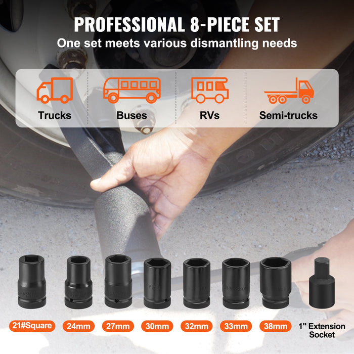 VEVOR Torque Multiplier, Heavy Duty Torque Multiplier Wrench Set, 1 Inch Drive Lug Nut Wrench Torque Multiplier, 1:64 6800N.m Lug Nut Remover, with 8 Sockets and Storage Case for Truck Trailer RV