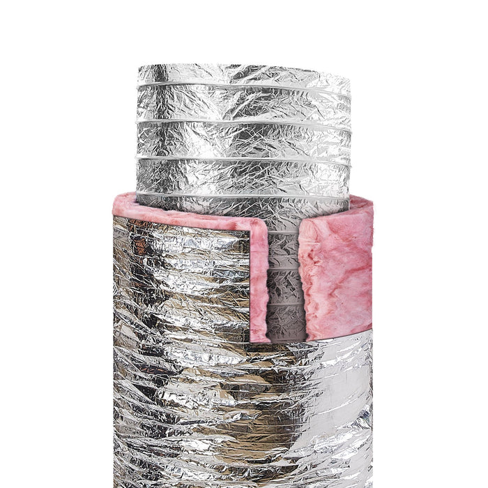VEVOR Dryer Vent Hose, 152.4MM Insulated Flexible Duct 7.62M Long with 2 Duct Clamps, Heavy-Duty Three Layer Protection for HVAC Heating Cooling Ventilation and Exhaust, R-6.0 Flame Resistance Value