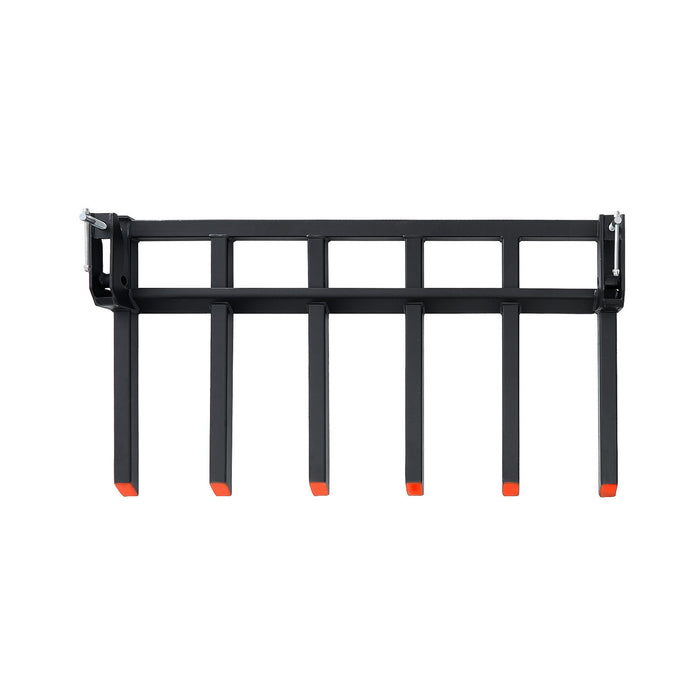 VEVOR Clamp on Debris Forks to 1500 mm Bucket, 2000 kg Capacity Heavy Duty Clamp on Pallet Forks Bucket, Fit for Loader Bucket Skidsteer Tractor to Clean up Fallen Limbs Debris or Yard Wwaste
