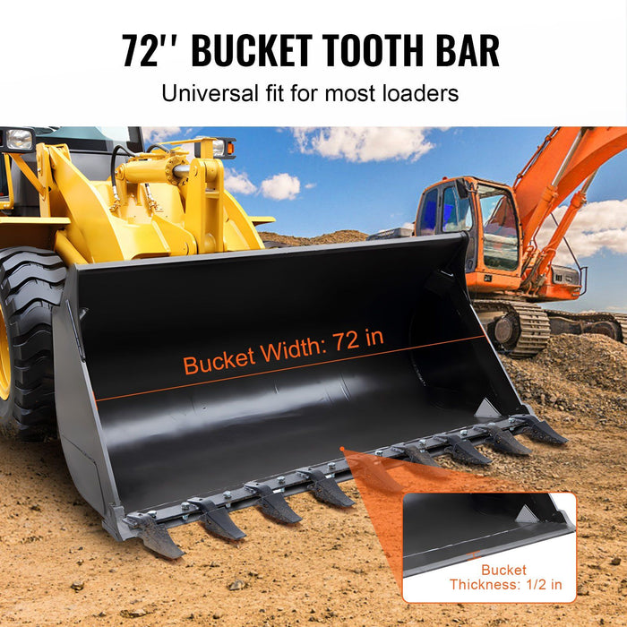 Bucket Tooth Bar, 1800mm, Heavy Duty Tractor Bucket 9 Teeth Bar for Loader Tractor Skidsteer, 2000 kg Load-Bearing Capacity Bolt On Design, for Efficient Soil Excavation and Bucket Protection