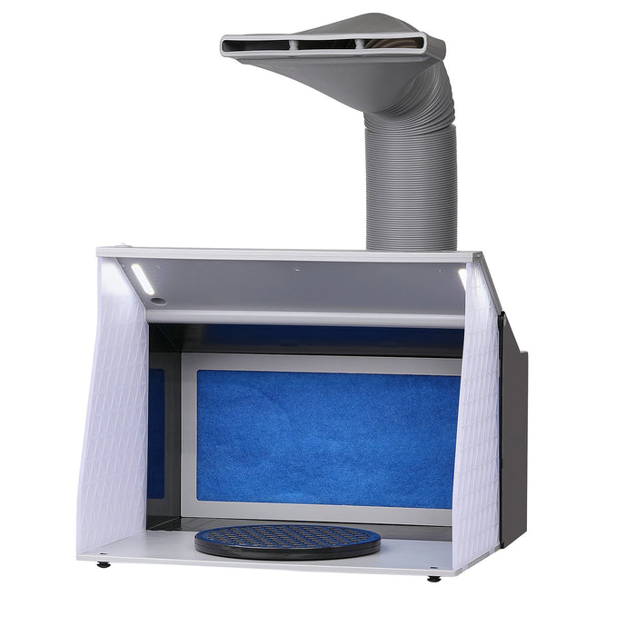 VEVOR Airbrush Spray Booth, Portable Hobby Airbrush Paint Spray Booth Kit with 4 LED Light, Powerful Dual Exhaust Fans, Turntable and 6 ft Extension Hose, for Painting Models, Arts, Crafts, Cakes