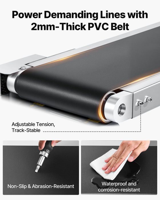 Belt Conveyor, 1498.6 x 198.1 mm Conveyor Table Heavy Duty Stainless Steel Motorized Belt Conveyor for Inkjet Coding Applications Powered PVC Belt Anti-Static Adjustable Speed (Double Guardrail)