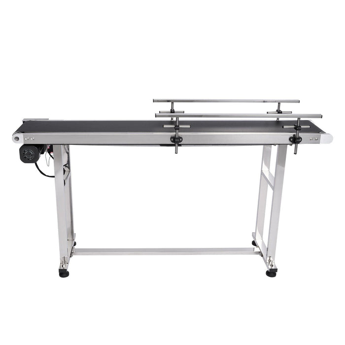 Belt Conveyor, 1498.6 x 198.1 mm Conveyor Table Heavy Duty Stainless Steel Motorized Belt Conveyor for Inkjet Coding Applications Powered PVC Belt Anti-Static Adjustable Speed (Double Guardrail)