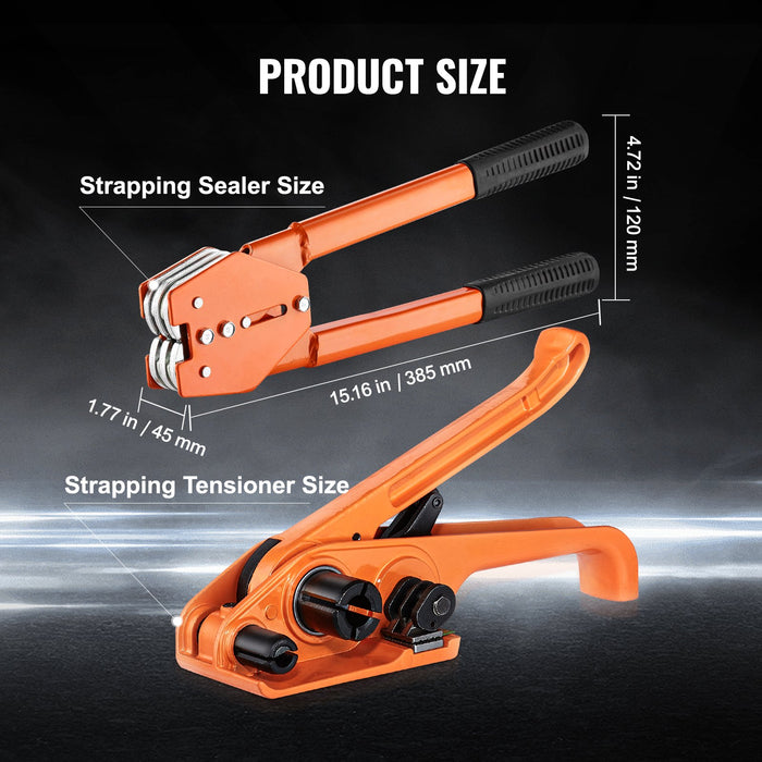 VEVOR Banding Strapping Kit with Strapping Tensioner Tool, Banding Sealer Tool, 300 m Length PET Band, 300 Metal Seals, Pallet Packaging Strapping Banding Kit Banding Packaging Strapping for Packing