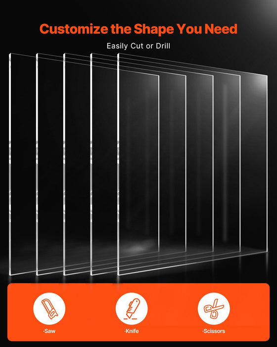 PET/Plexiglass Sheets, 5-Pack Plastic Sheet, 610 x 914 mm 1 mm Thick Transparent Clear Flexible Plastic Panels for Craft, Replacement Picture Frame Glass, DIY Display Project, Easy to Cut