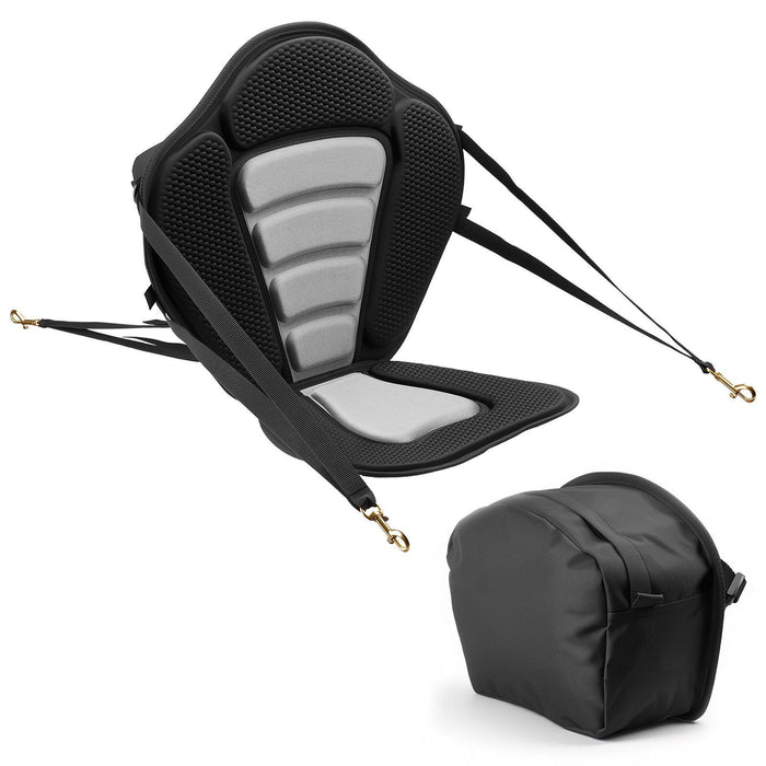 Kayak Seat, 1 Pack 12 mm Thick, Universal Paddle Board Seat with Back Support, Sit-on-Top Soft Padded Cushion with Storage Bag & Adjustable Straps for SUP, Canoe, Fishing Boat, Inflatable Kayak