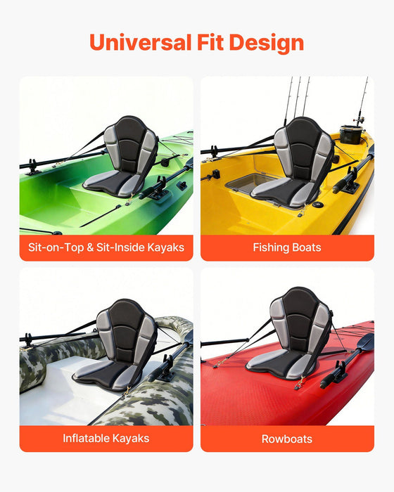 Kayak Seat, 1 Pack 31 mm Thick, Universal Paddle Board Seat with Back Support, Sit-on-Top Soft Padded Cushion with Storage Bag & Adjustable Straps for SUP, Fishing/Inflatable Kayak, Rowboat