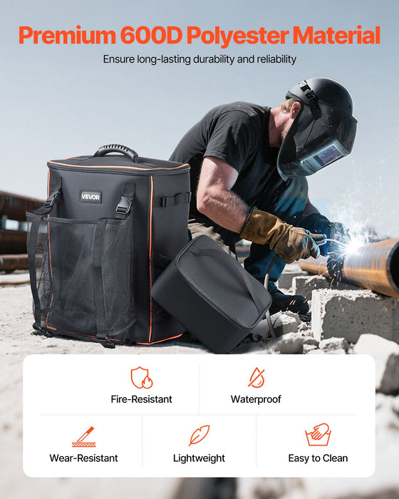 VEVOR 33L Welding Backpack 600D Polyester Welder Backpack for Tools and Helmet