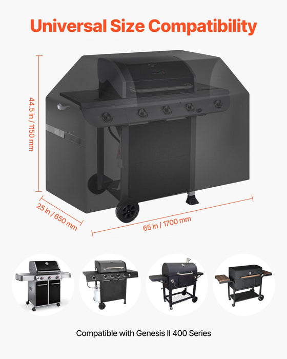 VEVOR 65 inch Grill Cover Heavy Duty BBQ Gas Grill Cover Outdoor Waterproof