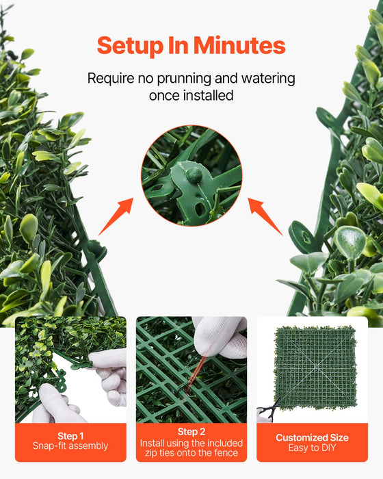 VEVOR Artificial Grass Wall Panels, 40 x 120 inch, Milan Grass Greenery Boxwood Panel for Indoor Outdoor Green Decor & Ivy Fence Covering, Privacy Backdrop Wall Hedge Screen for Garden