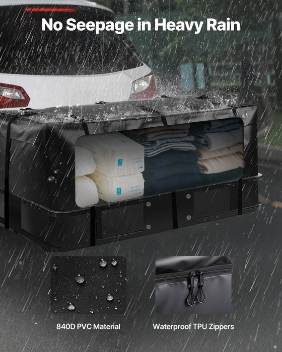 Hitch Cargo Carrier Bag, Waterproof 840D PVC, 152 x 61 x 62 cm (20 Cubic Feet), Heavy Duty Cargo Bag for Truck Bed Storage with 6 Reinforced Straps, Suitable for Car SUV Vans Hitch Basket
