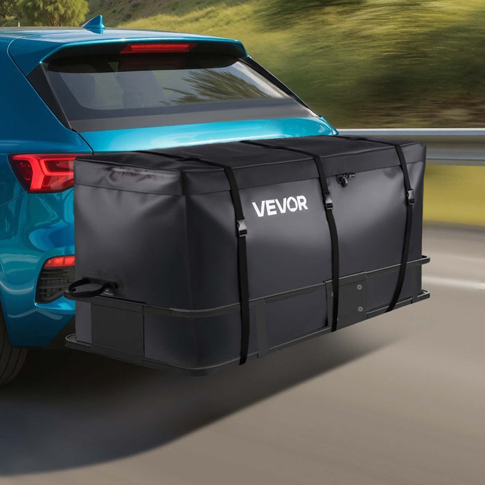 Hitch Cargo Carrier Bag, Waterproof 840D PVC, 152 x 61 x 77.8 cm (25 Cubic Feet), Heavy Duty Cargo Bag for Truck Bed Storage with Reinforced Straps, Suitable for Car SUV Vans Hitch Basket