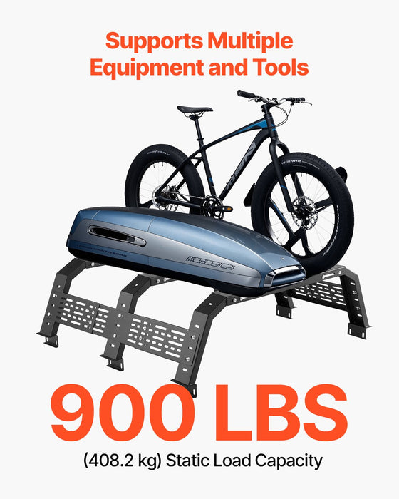 VEVOR Overland Truck Bed Rack, 125-172.5 cm Width, Adjustable Overland Bed Cargo Rack with Sidebar, 408.2 kg Static Load Capacity, Heavy Duty Steel, for Mid-Size Trucks, Fit Tacoma / Gladiator JT