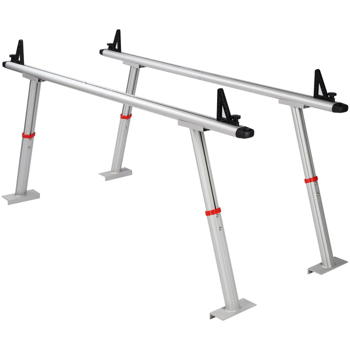 VEVOR Truck Rack, 363lbs Capacity, 19-34in Adjustable Height, Aluminum Ladder Rack for Truck with 8 Non-Drilling C-clamps, Heavy Duty Truck Bed Rack Two-Bar Set for Kayak, Surfboard, Lumber, Ladder