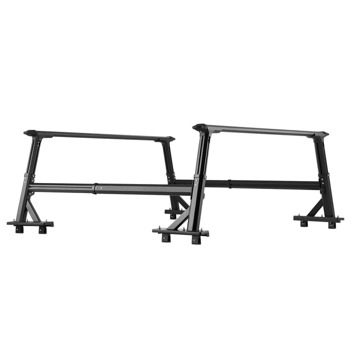 Truck Ladder Rack, 53.3-80.01 cm Height, Adjustable Non-Drilling Aluminum Cargo Rack with Sidebar, 362.9 kg Static Capacity, Ideal for Canoes, Surfboards, Ladders, Lumber, Tents & Large cargo