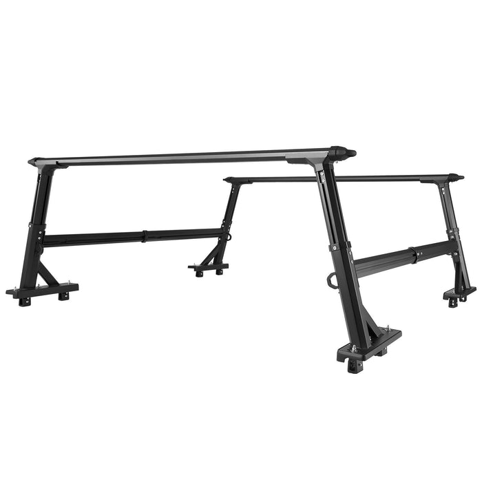 Truck Ladder Rack, 53.3-80.01 cm Height, Adjustable Non-Drilling Aluminum Cargo Rack with Sidebar, 362.9 kg Static Capacity, Ideal for Canoes, Surfboards, Ladders, Lumber, Tents & Large cargo
