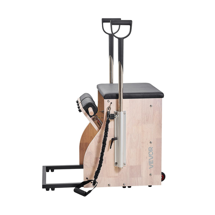 VEVOR Pilates Chair, Split-Pedal Stability Combo Chairs with Handles, Rubber Wood Frame Yoga Fitness Trainer, Exercise Reformer, Pilates Resistance-Workout Equipment, for Home Gym Studio Workout