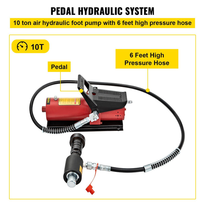 Hydraulic Exhaust Pipe Expander, 1-5/8" to 4-1/4" Size, 10 T Pedal Pump Included with 4 Dies, 2 Storage Cases for Copper Aluminum Tubes in Car Repairing