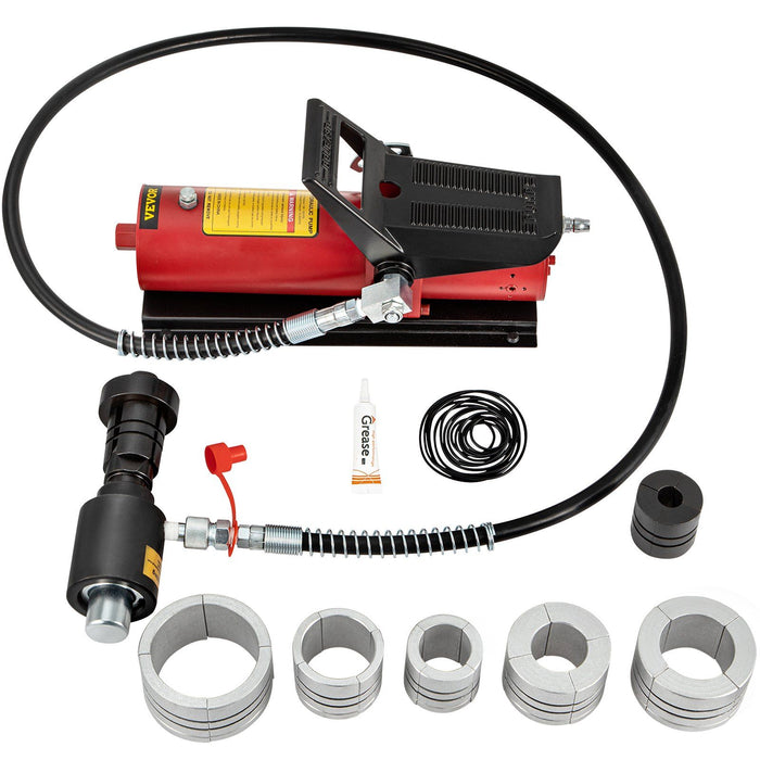 Hydraulic Exhaust Pipe Expander, 1-5/8" to 4-1/4" Size, 10 T Pedal Pump Included with 4 Dies, 2 Storage Cases for Copper Aluminum Tubes in Car Repairing