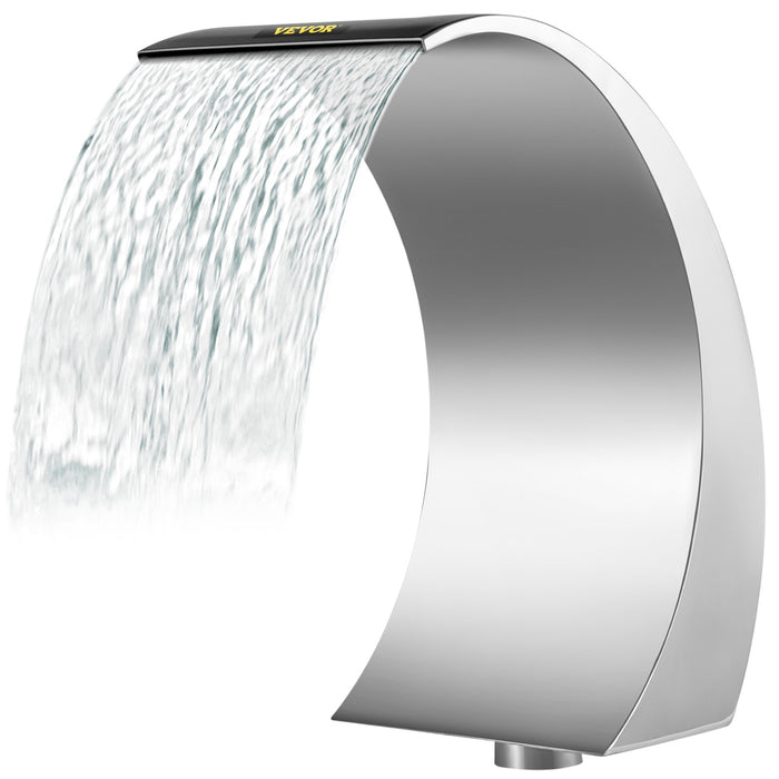 VEVOR Stainless Steel Pool Fountain 17.7 x 11.8 x 23.6 inches Pool Fountain Silver Pool Fountains for In Ground Pools Garden Outdoor Waterfalls Sheer Descent Pond Water Feature