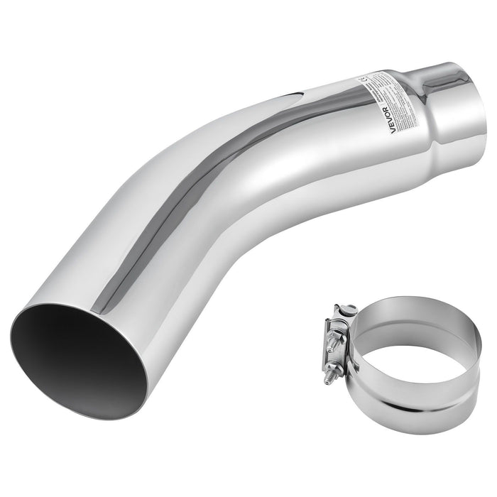 Elbow Exhaust Tip, 127mm Inlet, 152.4mm Outlet, 584mm Overall Length, Chrome Turn Down Exhaust Tip with Clamp for Truck, Sedan, Sports Car, SUV, Chrome Structure for High Temperature Resistance