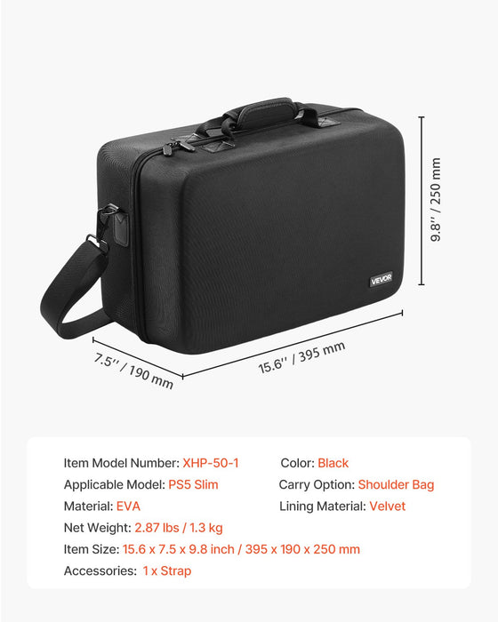 VEVOR PS5 Carrying Case Travel Bag for Playstation 5 Slim EVA Soft Lining
