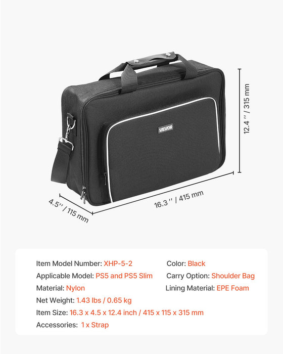 VEVOR PS5 Carrying Case Travel Bag for Playstation 5 PS5 Slim Waterproof Nylon