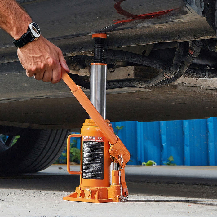 Hydraulic Bottle Jack, 12 Ton (26455.5 lbs) Capacity, 205-400 mm Lifting Range, Heavy Duty Welded Bottle Jack for Car, SUV, Pickup, Auto Repair, House Lift and Agricultural Equipment, Orange