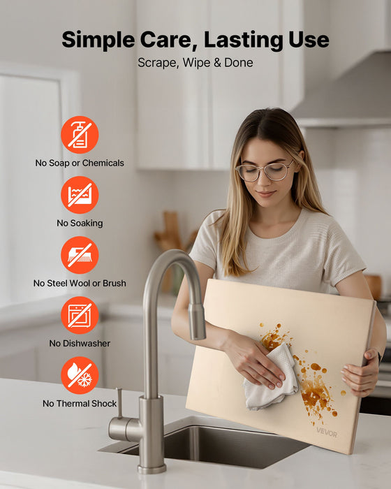 VEVOR Pizza Stone, 508 x 355 mm Rectangular Cordierite Pizza Stone, Extra Large Baking-Stone with PP Scraper, 17 mm Thick Heat-Resistant Cordierite, for Oven, Baking Bread & Pizzas, BBQ Grilling