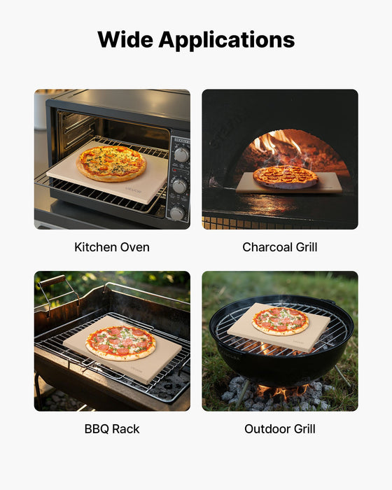 VEVOR Pizza Stone, 508 x 355 mm Rectangular Cordierite Pizza Stone, Extra Large Baking-Stone with PP Scraper, 17 mm Thick Heat-Resistant Cordierite, for Oven, Baking Bread & Pizzas, BBQ Grilling