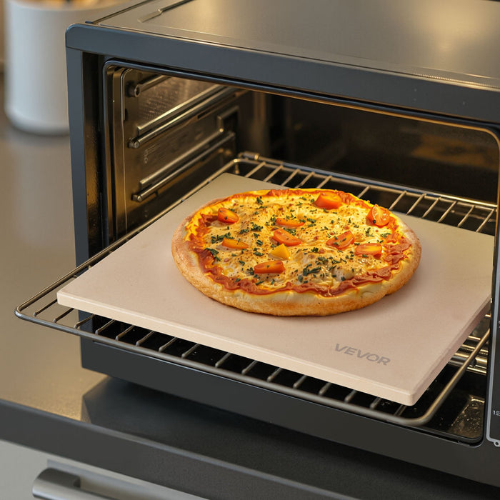 VEVOR Pizza Stone, 508 x 355 mm Rectangular Cordierite Pizza Stone, Extra Large Baking-Stone with PP Scraper, 17 mm Thick Heat-Resistant Cordierite, for Oven, Baking Bread & Pizzas, BBQ Grilling