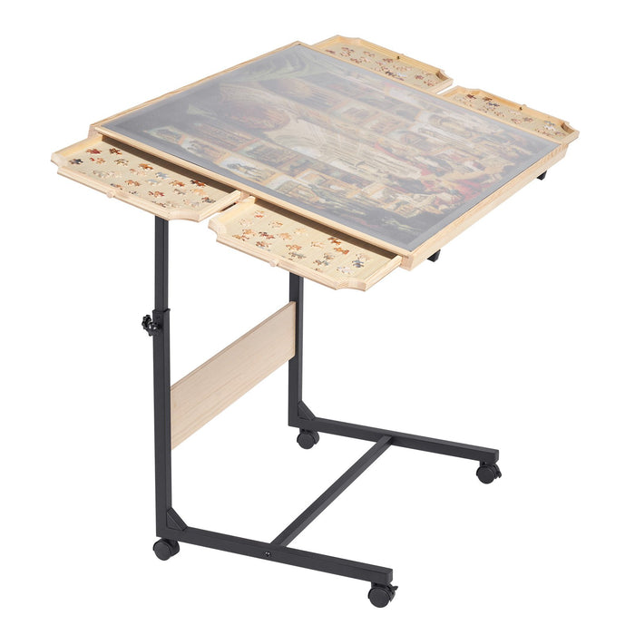 VEVOR 1500 Piece Puzzle Table with Legs, 4 Drawers and Cover, 86x63cm Portable Wooden Board with Wheels, Jigsaw Puzzle Accessories for Adults, Adjustable Height & 5-Tilting-Angle, Gift for Mom