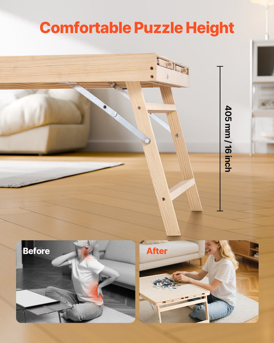 VEVOR 1500 Piece Puzzle Board with Folding Leg Portable Wooden Jigsaw 86x63cm