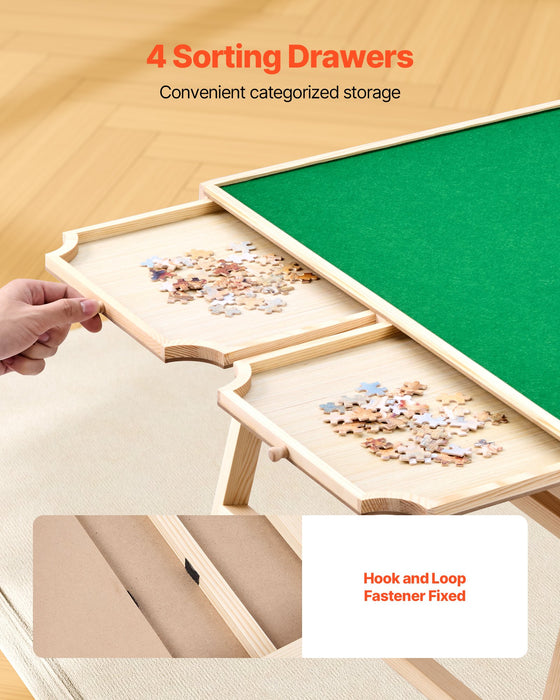 VEVOR 1500 Piece Puzzle Board with Folding Leg Portable Wooden Jigsaw 86x63cm